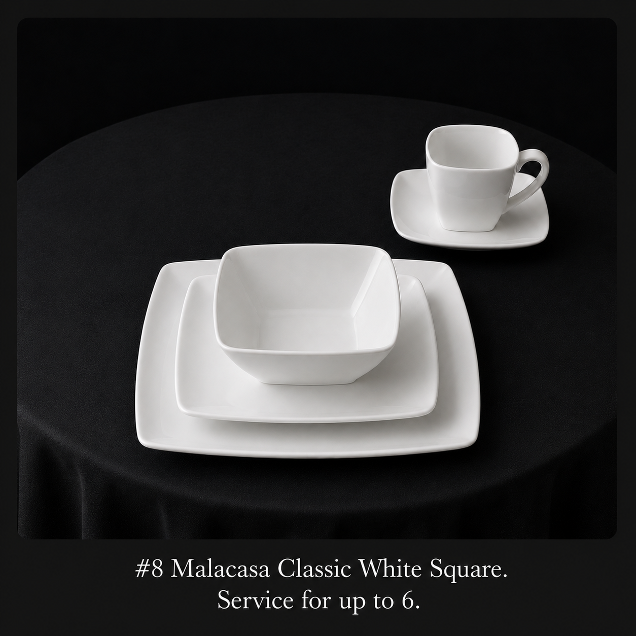 #8 Malacasa Classic White Square fine china set