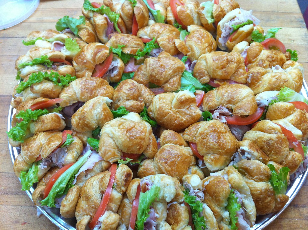 Mini croissant sandwiches elegantly presented