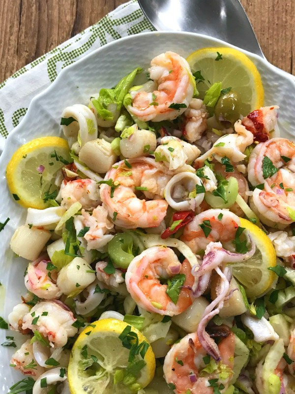 Seafood salad with chef-crafted dressing on crisp greens