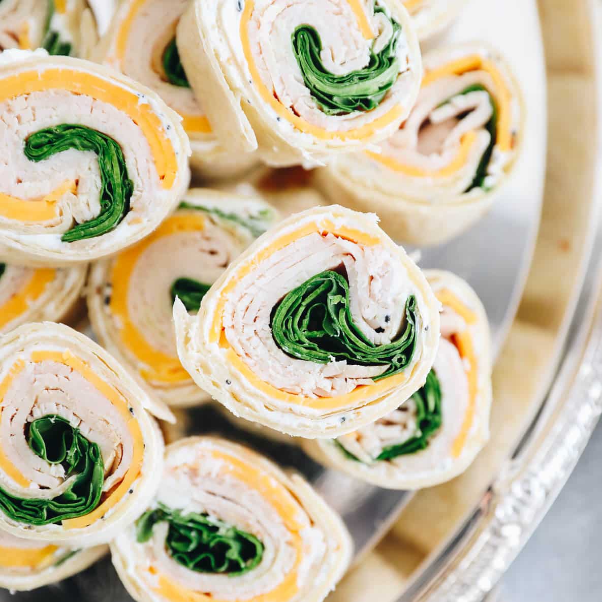 Turkey and cheese pinwheel sandwiches